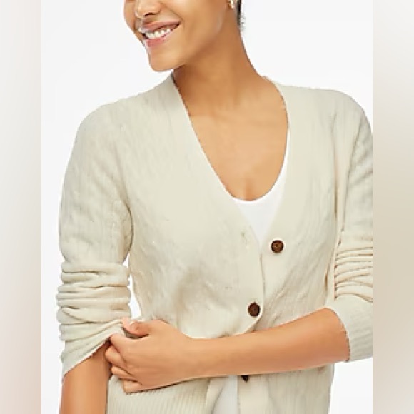 NWT J.Crew Cable Knit Cardigan In  Super Soft Yarn - Picture 1 of 4